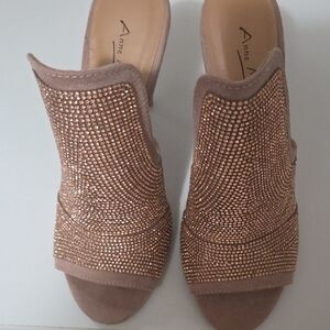 Anne Michelle Brown Embellished Mules